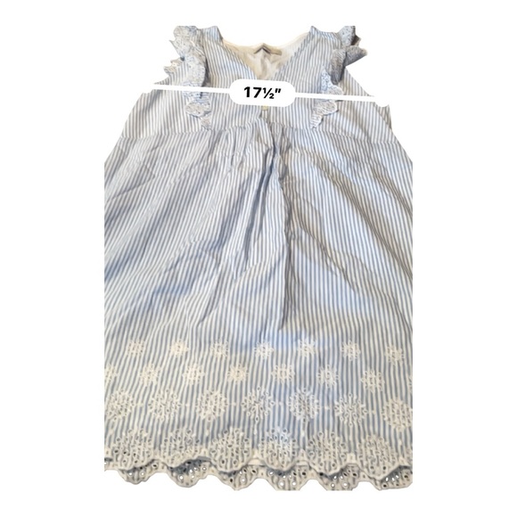 🚨Host Pick 🚨LOFT White Eyelet Midi Dress. Blue and white striped. - Picture 7 of 9